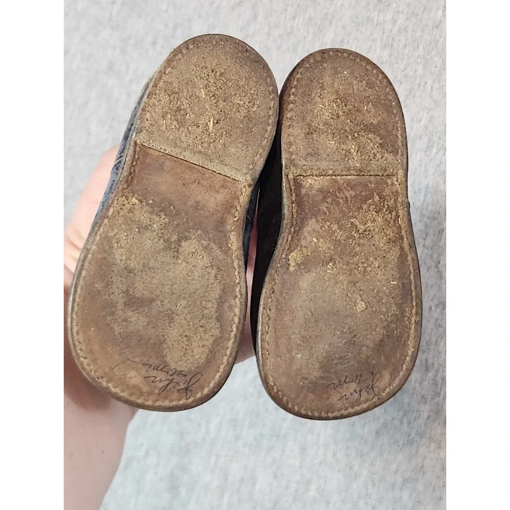 Unbranded Antique Baby Shoes Unisex Kids 4.5in black Leather Perforated Sole